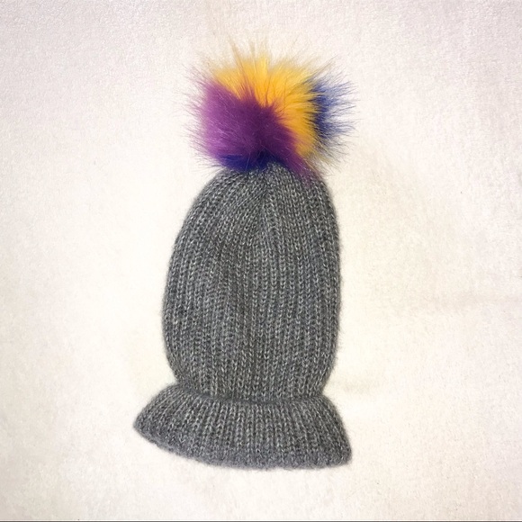 Zara Rainbow Poof Knit Winter Hat - Picture 1 of 4